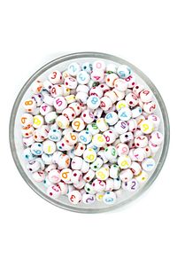 25 Gram- 7 Mm Yassı Sayı Boncuk, Beyaz Üzeri Karışık Renk Sayı Boncuk 1.kalite (25 Gr- 165-170 Adet) ürün fotoğrafı