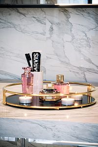 Servis Sunum Tepsisi Ikramlık Gold Büyük Lüks Organizer Sofra Mutfak Söz Nişan Tepsisi ürün fotoğrafı