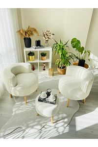Çay Seti Ikili Koltuk Berjer Ve Puf Takımı (salon, Balkon, Ofis) 3 Lü Takım ürün fotoğrafı