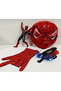 Vantuz Atan Eldiven+ışıklı Maske+18 Cm Işıklı Figür 3 Lü Set Oyuncak Spiderman ürün fotoğrafı