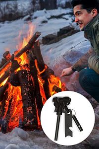 Acil Durum Magnezyum Çubuk Çakmaktaşı Hayatta Kalma Ateş Başlatıcı Çakmak Kiti Düdük Hediyeli ürün fotoğrafı