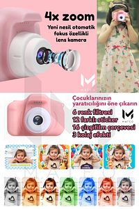 Dijital Fotoğraf Makinesi Çocuk Mini 1080p Hd Kamera Selfie Cocuk 40mp Fotoğraf Makine 4xzoom 2023 ürün fotoğrafı