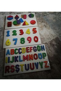 Ahşap Alfabe & Rakamlar & Geometri 3'ü 1 Arada Bultak Eğitici Oyuncak ürün fotoğrafı