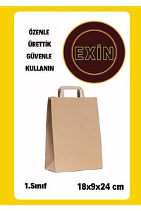 Kağıt Saplı Kraft Karton Çanta 22x10x28 cm 25 Adet Hediyelik ürün fotoğrafı