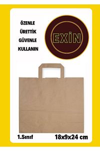Kağıt Saplı Kraft Karton Çanta 22x10x28 cm 25 Adet Hediyelik ürün fotoğrafı