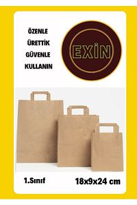 Kağıt Saplı Kraft Karton Çanta 22x10x28 cm 25 Adet Hediyelik ürün fotoğrafı