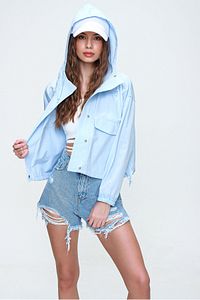Kadın Mavi Beş Cepli Yüksek Bel Soluk Efektli Paçası Dikişsiz Denim Şort ALC-X5960 ürün fotoğrafı