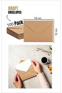 Davetiye Zarfı Kraft Zarf 100 Adet 12x18cm ürün fotoğrafı