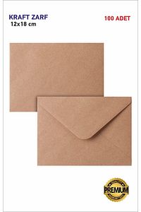 Davetiye Zarfı Kraft Zarf 100 Adet 12x18cm ürün fotoğrafı