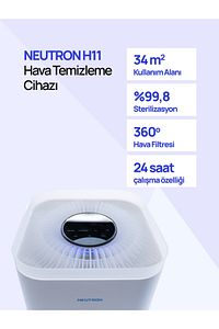 Air Purifier H11 Hepa Filtre Akıllı Hava Temizleyici Beyaz ürün fotoğrafı