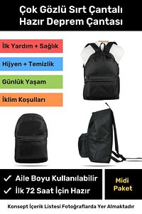 Orijinal Midi Paket Tam Kapsamlı Hazır Deprem Sırt Çantası Afet Ilk Yardım Acil Durum Yaşam Seti ürün fotoğrafı