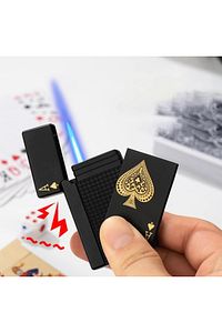 Yaratici Poker Tasarim Jet Alev Oyun Kartı Rüzgar Geçirmez Çakmak ürün fotoğrafı