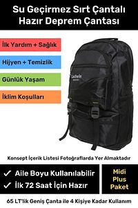 Orijinal Midi Plus Paket Tam Kapsamlı Hazır Deprem Sırt Çantası Afet Ilk Yardım Acil Durum Yaşam Set ürün fotoğrafı