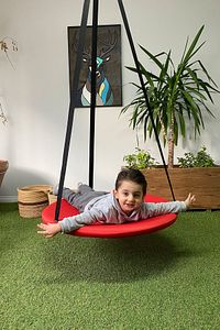 Tavana Asılan Ev Tipi Çocuk Salıncağı - Yuvarlak Bebek Çocuk Hamak Salıncak (kırmızı) ürün fotoğrafı