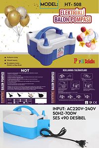 Ht508 Çift Hava Çıkışlı 2 Düğmeli Balon Şişirme Makinası, Elektrikli Balon Pompası 700w 1.3kg ürün fotoğrafı