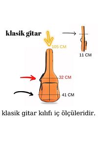 Su Geçirmez 10 Mm Pedli Soft Case Klasik Gitar Kılıfı - Siyah ürün fotoğrafı