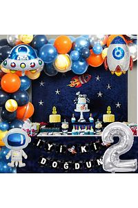 Uzay Temalı Doğum Günü Seti 2 Yaş; 4 Adet Folyo, 50 Lateks Balon, Banner, Balon Zinciri, Balon Bandı ürün fotoğrafı