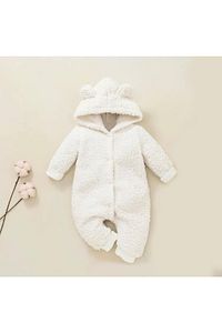 Kışlık Tatlı Kapşonlu Bebek Peluş Welsoft Tulum ürün fotoğrafı