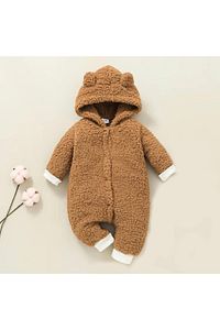 Kışlık Tatlı Kapşonlu Bebek Peluş Welsoft Tulum ürün fotoğrafı