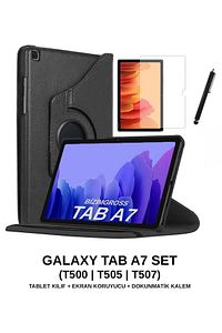 Samsung Galaxy Tab A7 Tablet Kılıfı+Ekran Koruyucu+Kalem Siyah ürün fotoğrafı