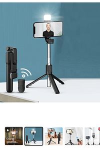 Bluetooth Lu Led Işıklı Selfie Çubuğu Uzaktan Kumandalı Yatay Ve Dikey Kullanabilme Özçekim Tripod ürün fotoğrafı