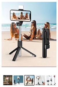 Bluetooth Lu Led Işıklı Selfie Çubuğu Uzaktan Kumandalı Yatay Ve Dikey Kullanabilme Özçekim Tripod ürün fotoğrafı