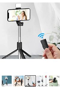Bluetooth Lu Led Işıklı Selfie Çubuğu Uzaktan Kumandalı Yatay Ve Dikey Kullanabilme Özçekim Tripod ürün fotoğrafı