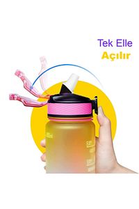 Motivasyonel 900ml Su Şişesi Pipetsiz Matarası Suluk Tritan Spor Salonu Su Şişesi Suluk ürün fotoğrafı