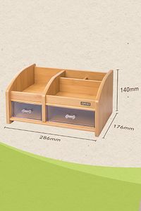 Çok Amaçlı Makyaj Ve Kozmetik Düzenleyici, Bambu Desenli Ahşap Organizer ürün fotoğrafı