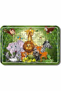 Uzay, Dinazor, Oyun, Hayvanlar 54 Parça Ahşap Puzzle Yapboz 5'li Set ürün fotoğrafı