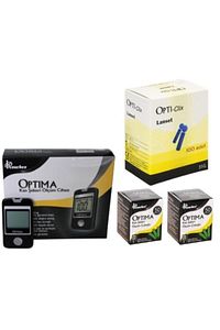 Kan Şekeri Ölçüm Cihazı+ 2 Kutu Strip (100 Adet) + 1 Kutu (100 Adet) Opti-clix Parmak ürün fotoğrafı