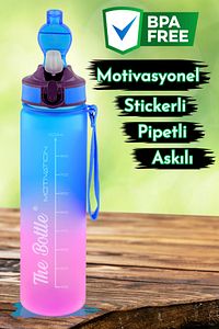 Motivasyonel 900ml Su Şişesi Pipetsiz Matarası Suluk Tritan Spor Salonu Su Şişesi Suluk ürün fotoğrafı