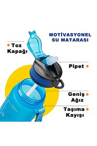 Motivasyonel 900ml Su Şişesi Pipetsiz Matarası Suluk Tritan Spor Salonu Su Şişesi Suluk ürün fotoğrafı