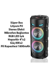 2 Yıl Bluetooth Parti Hoparlör 1175 Karaoke Mikrofonlu Uzaktan Kumandalı Ses Sistemi Yok Siyah İtha ürün fotoğrafı