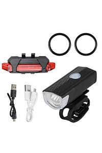 Su Geçirmez Usb Şarj Led Bisiklet Scooter Ön Far Arka Işık Lambası Işık Seti Bisiklet Far ürün fotoğrafı