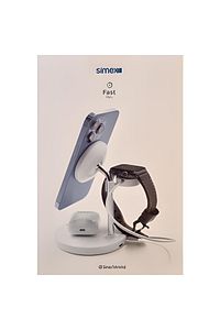 Apple-samsung-xiaomi-huawei 3 Ü 1 Arada Wireless Dock Sarj Cihazi Airpods-watch Sps-05 Beyaz ürün fotoğrafı