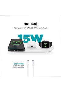 Aircharger Trio 3 ü 1 Arada Iphone -Watch-  Kablosuz Hızlı Şarj Aleti ürün fotoğrafı