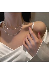 Kadın 2'li Rhinestone Zirkon Taşlı Su Yolu Kolye ürün fotoğrafı