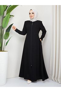 Kmk Kombin Kadın Yazlık Mevlana Model Beli Nakışlı Kloş Medine Ipeği Ferace/pardesü ürün fotoğrafı