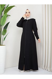 Kmk Kombin Kadın Yazlık Mevlana Model Beli Nakışlı Kloş Medine Ipeği Ferace/pardesü ürün fotoğrafı