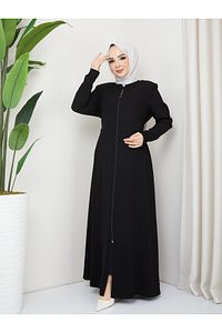 Kmk Kombin Kadın Yazlık Mevlana Model Beli Nakışlı Kloş Medine Ipeği Ferace/pardesü ürün fotoğrafı