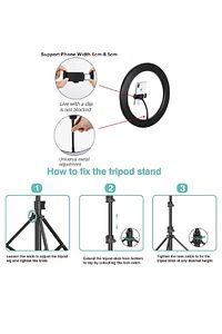 10ınç Youtuber Led Işıklı Tripod Selfie Makyaj Işığı Sürekli Ring Light 26cm 2.1 M Ayaklı Tripot ürün fotoğrafı