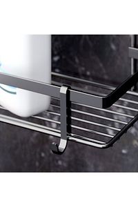 3 Katlı Kancalı Banyo Rafı - Siyah ürün fotoğrafı