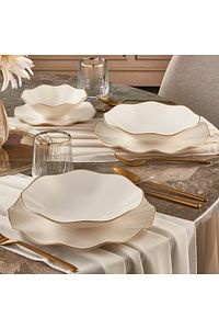 Nesrin 18 Parça 6 Kişilik Bone Yemek Takımı - Gold ürün fotoğrafı