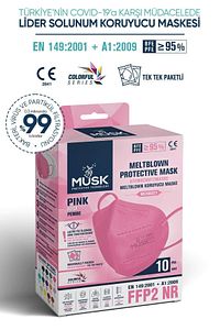 FFP2 MASKE  PEMBE 10 ADET ürün fotoğrafı
