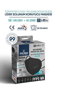 N95 Maske Siyah Renk 10 Adet ürün fotoğrafı