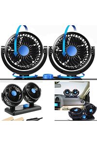 12 Volt Araç Içi Torpido Üstü Çift Fanlı Oto Vantilatör 360° Dönebilir ürün fotoğrafı