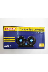12 Volt Araç Içi Torpido Üstü Çift Fanlı Oto Vantilatör 360° Dönebilir ürün fotoğrafı