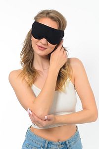 Unisex Yıkanabilir Pamuklu Uyku Maskesi Işık Önleyici Siyah Göz Bandı ürün fotoğrafı