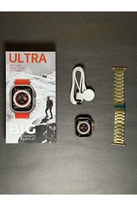 Watch 8 Ultra 49mm Vidalı Kordon Kilitli Gold Kasa Altın Rengi Çelik Kordonlu Akıllı Saat ürün fotoğrafı